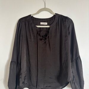 Lucky Brand Black Blouse with Tie Detail